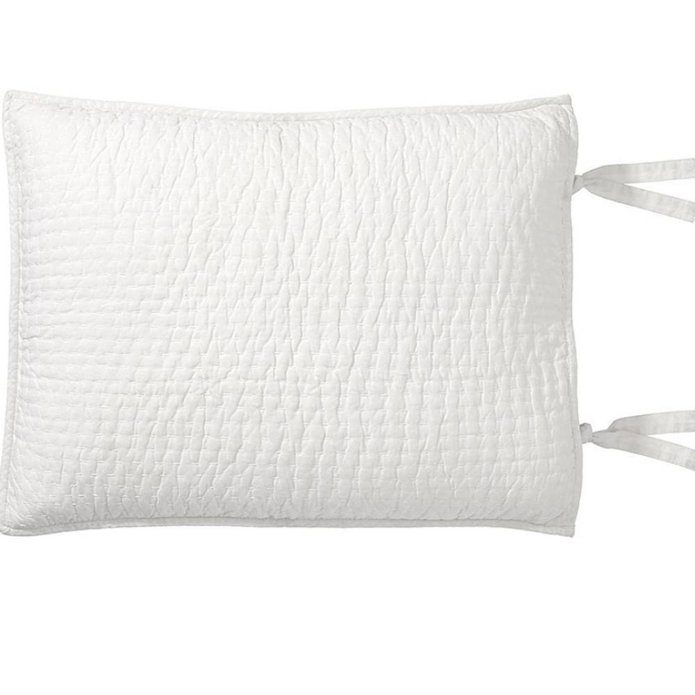 Pottery Barn Pick-Stitch Handcrafted Cotton/Linen Sham - standard size - white